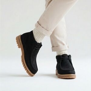 Lugz Fringe Moc Toe Boot Black/Gum - MFRGD-002, Black/Gum Mens Size 12